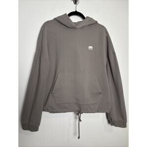 Roots Canada Womens Hoodie Sweatshirt Size Large Oversized Boxy Drawstring Waist
